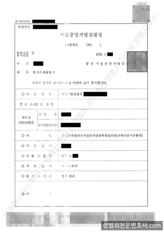 기소유예(불기소) 처분문서