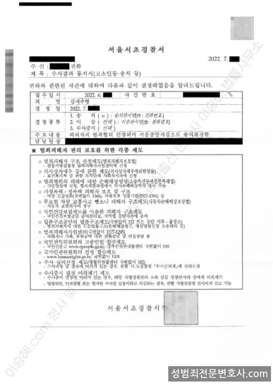 피해자대리(성공) 처분문서
