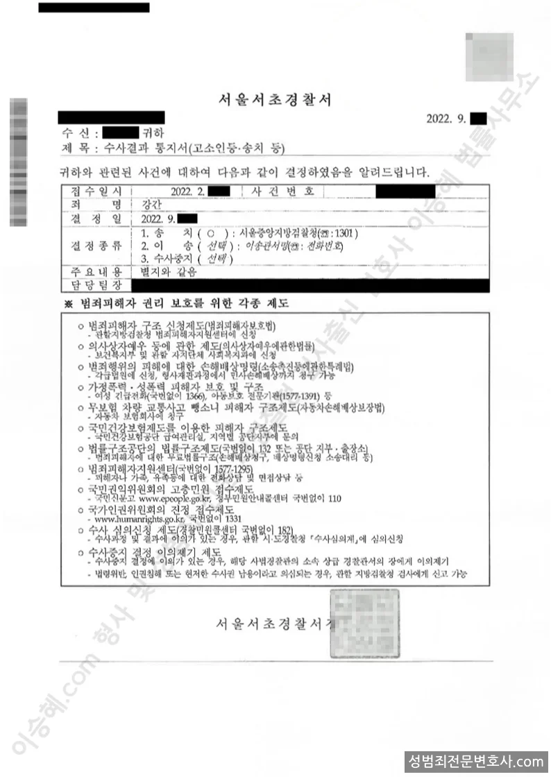 피해자대리(성공) 처분문서