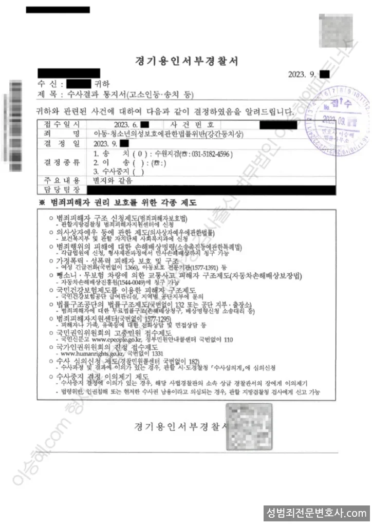 피해자대리(성공) 처분문서