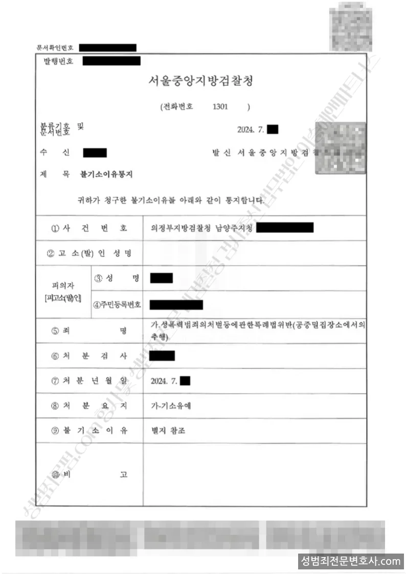 기소유예(불기소) 처분문서