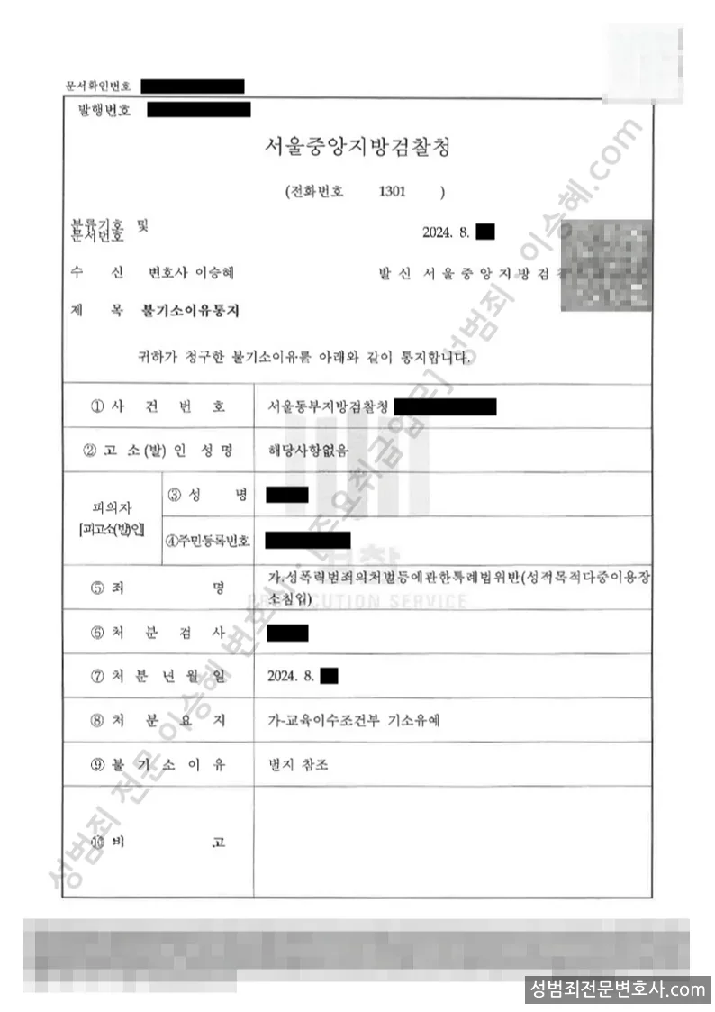 기소유예(불기소) 처분문서