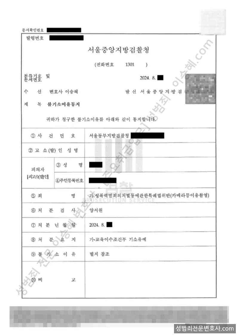 기소유예(불기소) 처분문서