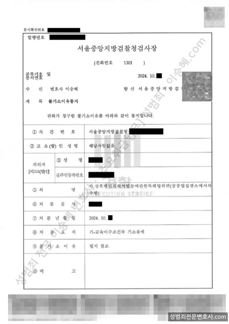 기소유예(불기소) 처분문서