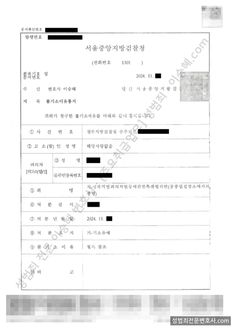 기소유예(불기소) 처분문서