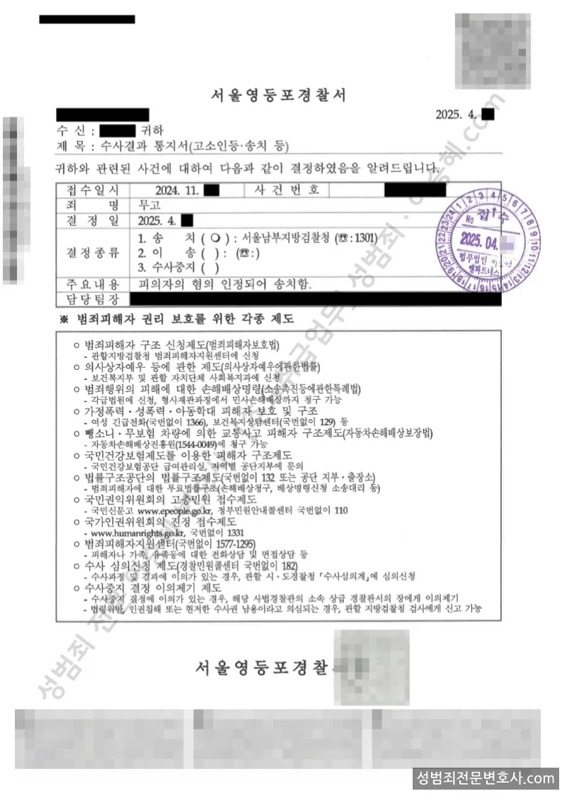 피해자대리(성공) 처분문서