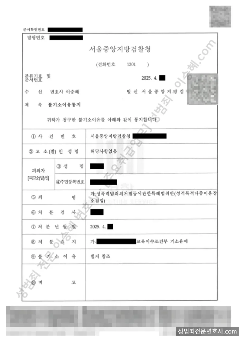 기소유예(불기소) 처분문서