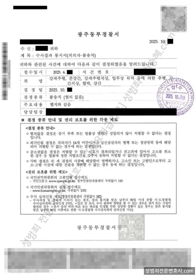 무혐의(불송치) 처분문서