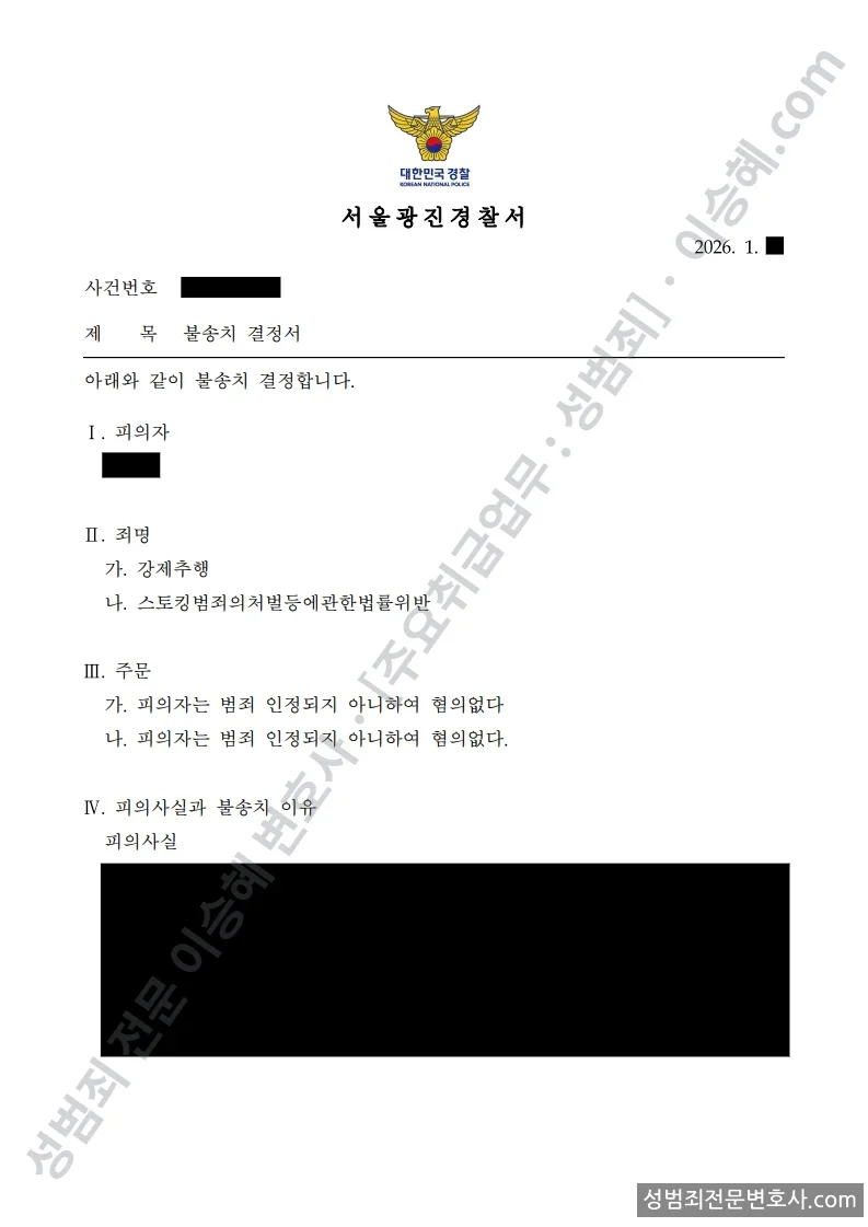 무혐의(불송치) 처분문서
