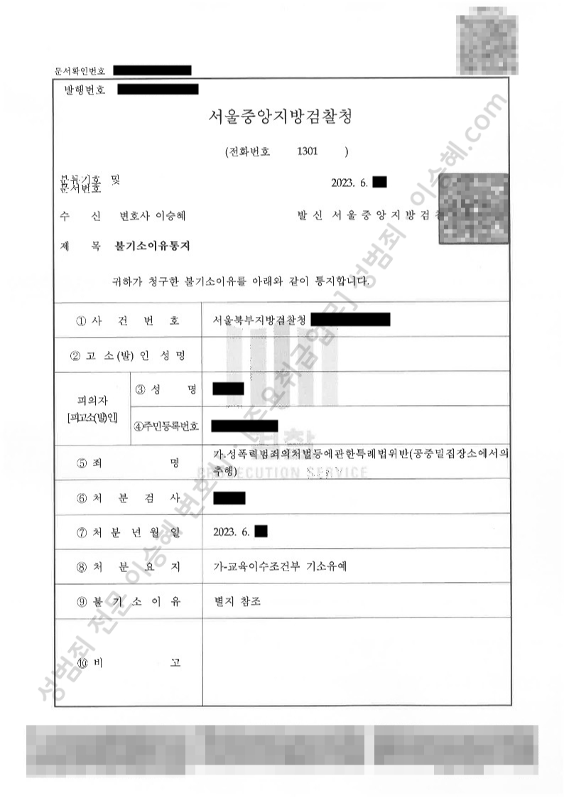 성폭법위반(공중밀집장소에서의추행) 종결사례 이미지