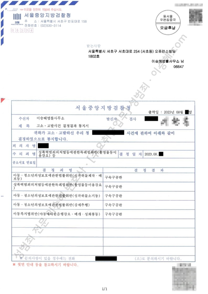 아청법위반(성착취물제작·배포등) 아청법위반(성착취물소지등) 성폭법위반(촬영물등이용강요) 아청법위반(강제추행) 아동복지법위반(아동에대한음행강요·매개·성희롱등) 종결사례 이미지