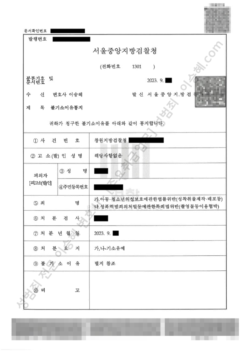 아청법위반(성착취물제작·배포등) 성폭법위반(촬영물등이용협박) 종결사례 이미지