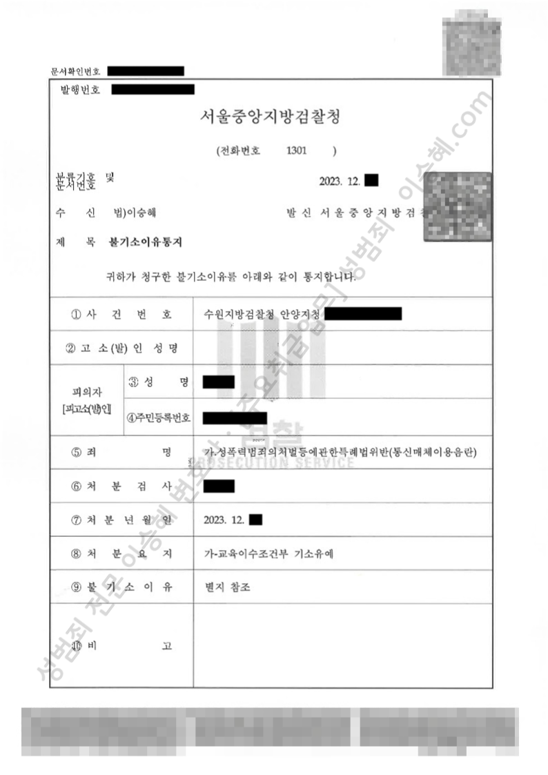 성폭법위반(통신매체이용음란) 종결사례 이미지