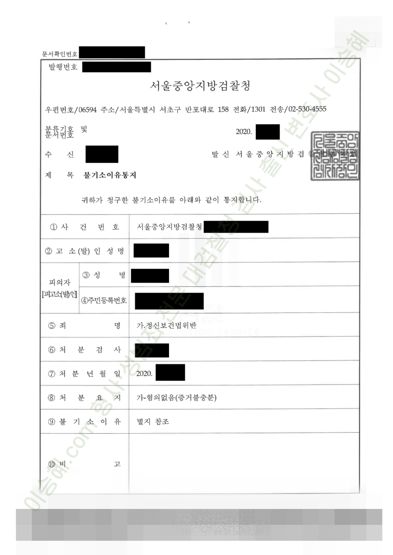 정신보건법위반 종결사례 이미지