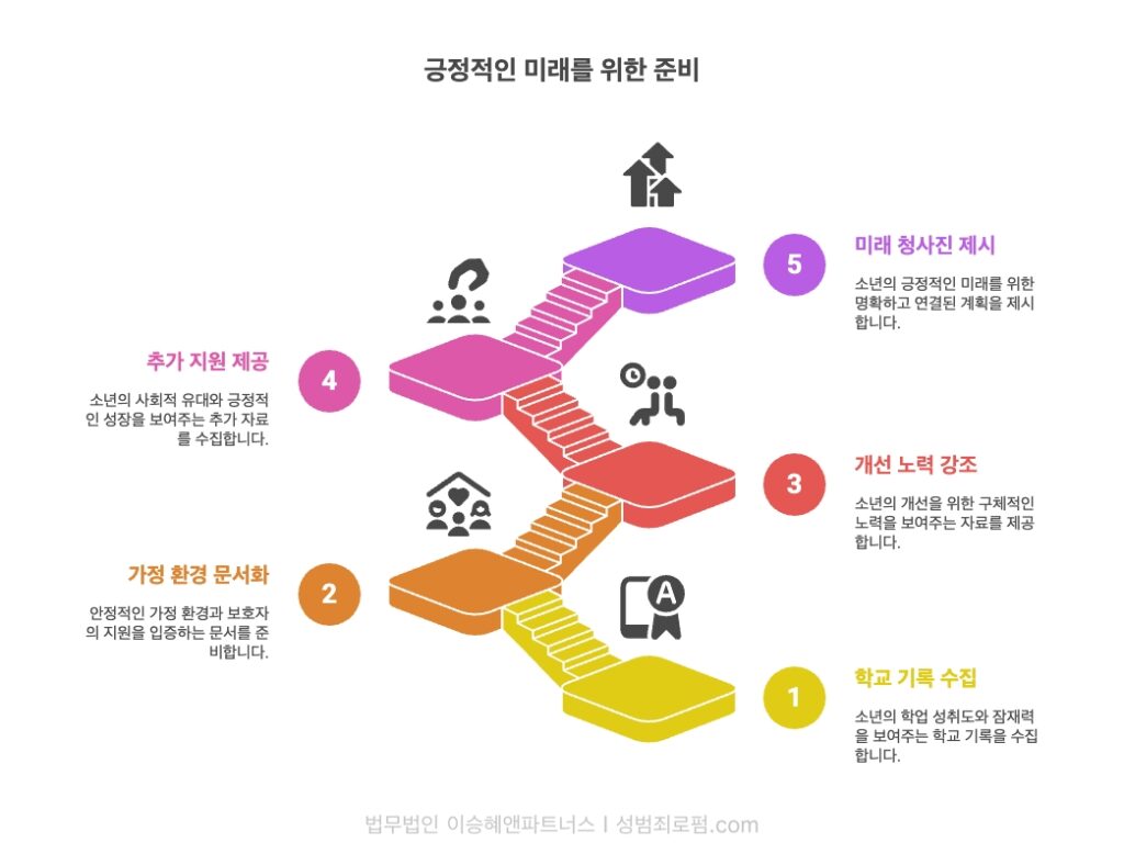 소년분류심사원 조사를 위해서는, 긍정적인 미래를 위한 준비를 보여주는 게 좋습니다.
