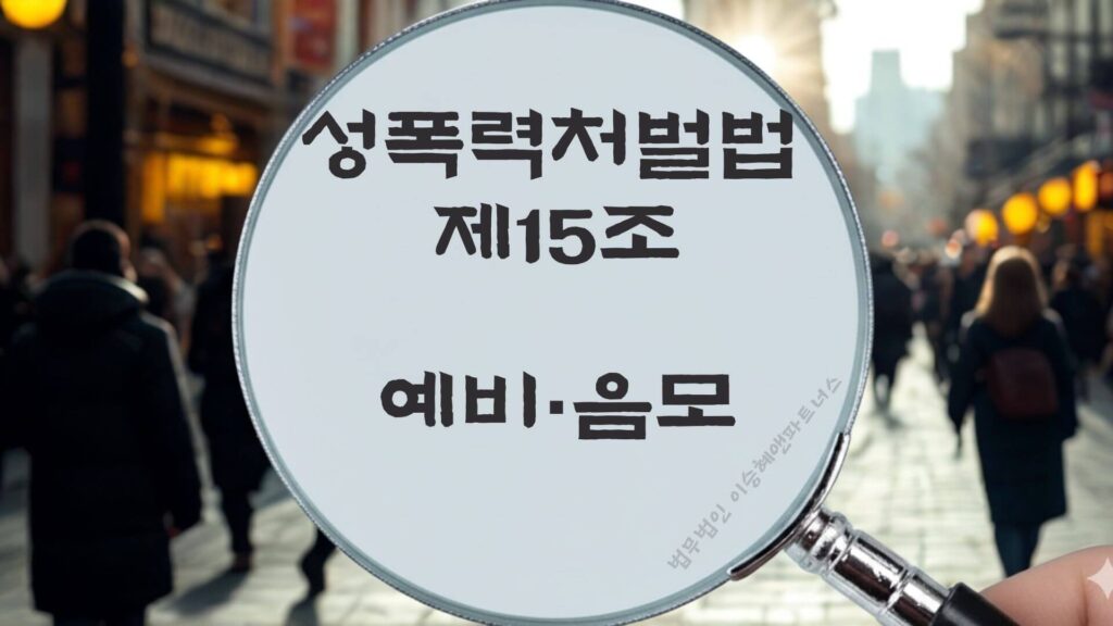 성폭력처벌법 제15조 예비, 음모 법조문에 대한 법무법인 이승혜앤파트너스의 해설 표지입니다.