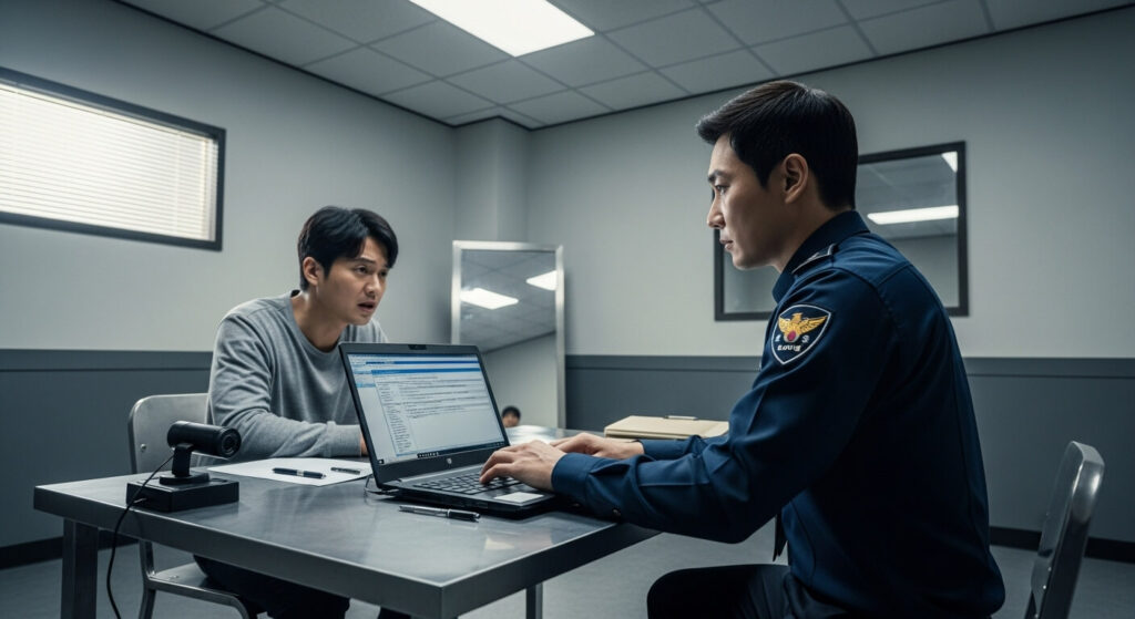 피의자신문조서 작성 장면