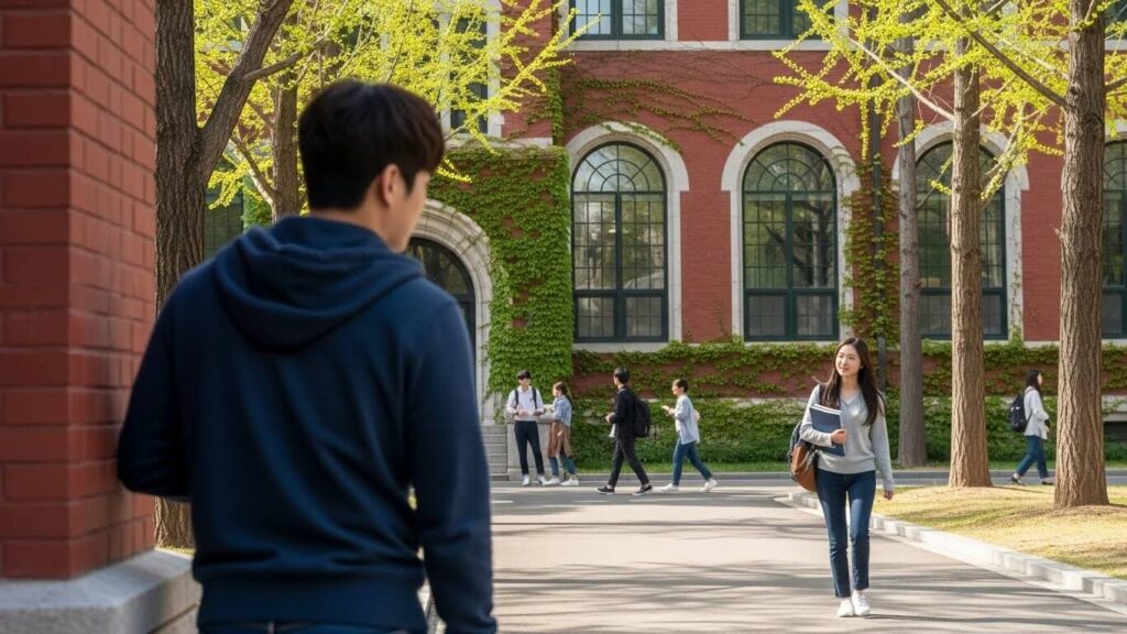잠정조치 위반 피의자가 스토킹행위를 하고 있는 장면.