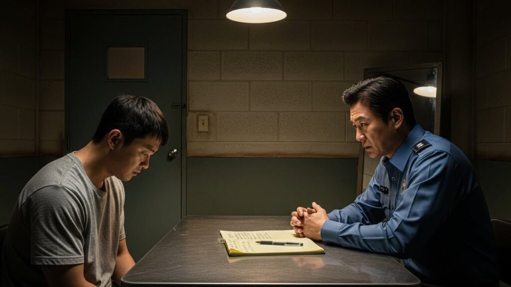 유사강간 혐의로 경찰 조사를 받고 있는 피의자.