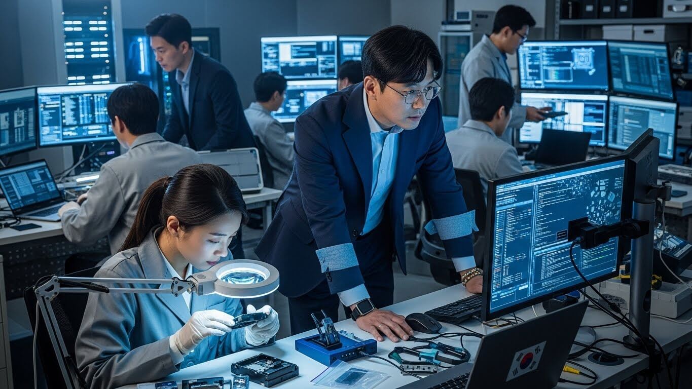 디지털포렌식 중인 사이버 수사대