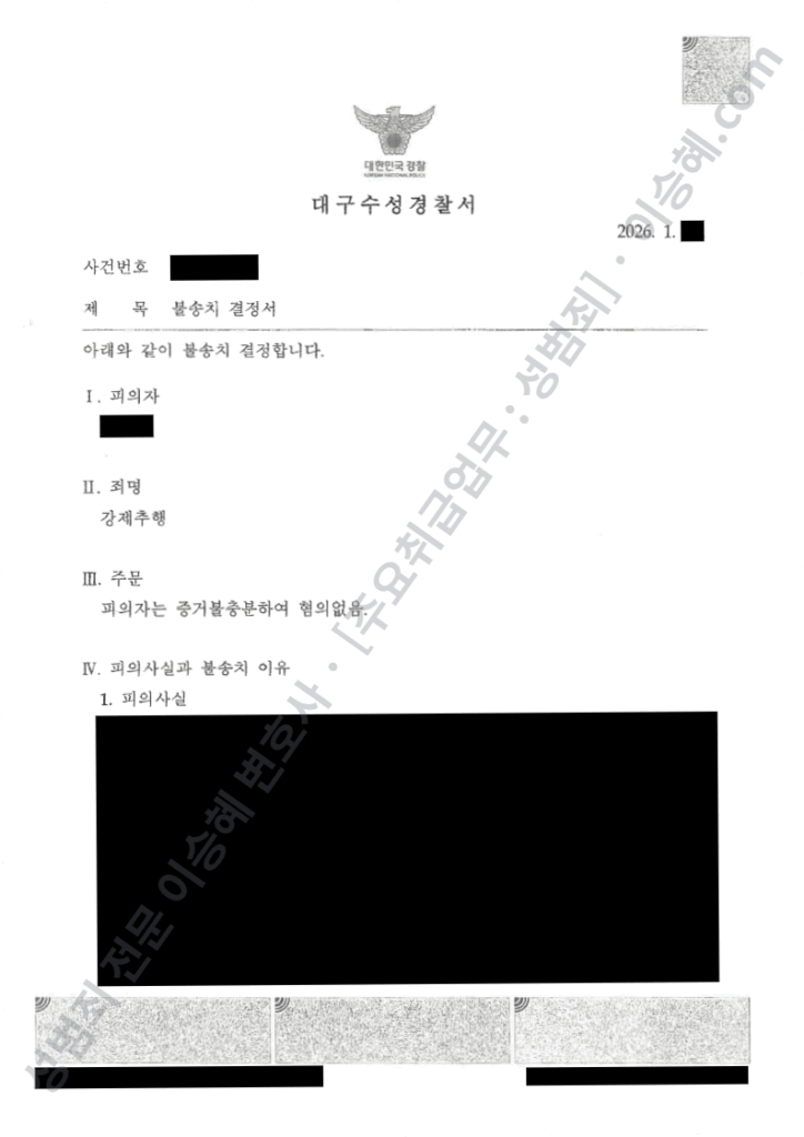 데이트앱 강제추행 무혐의 불송치