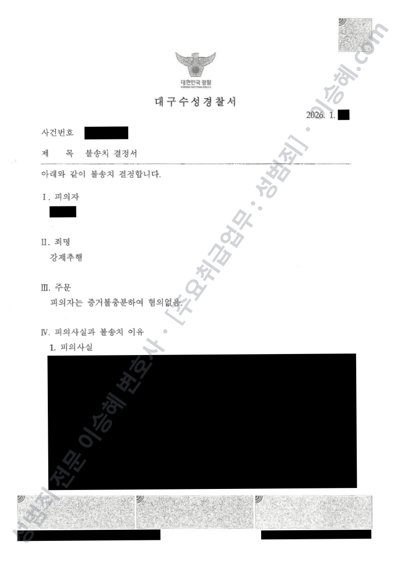 데이트앱 강제추행 무혐의 불송치