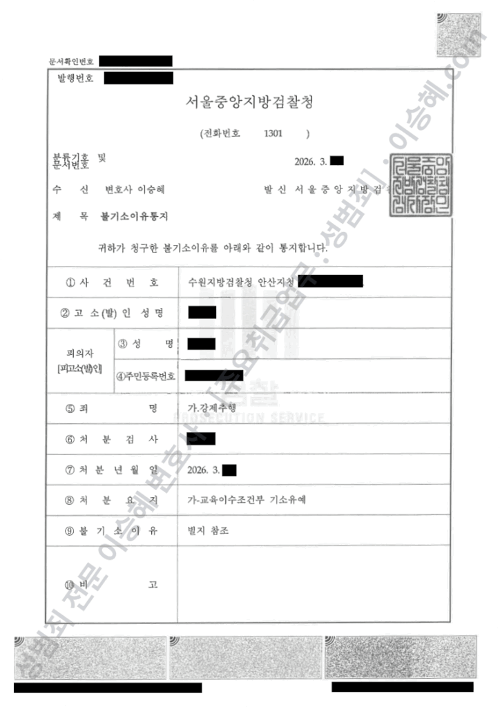 만취 강제추행 기소유예 처분